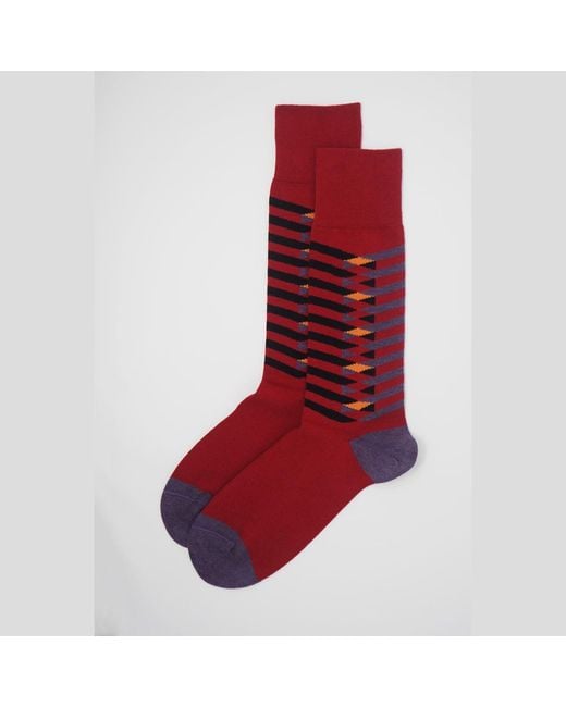Peper Harow - Made in England Red Symmetry Organic Socks for men