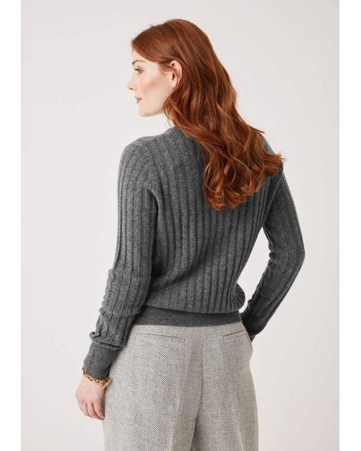 Loop Cashmere Gray Cashmere Wide Rib Sweater