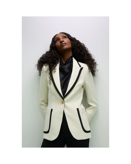 The Extreme Collection Gray Two-Tone Blazer With Piping Laurent