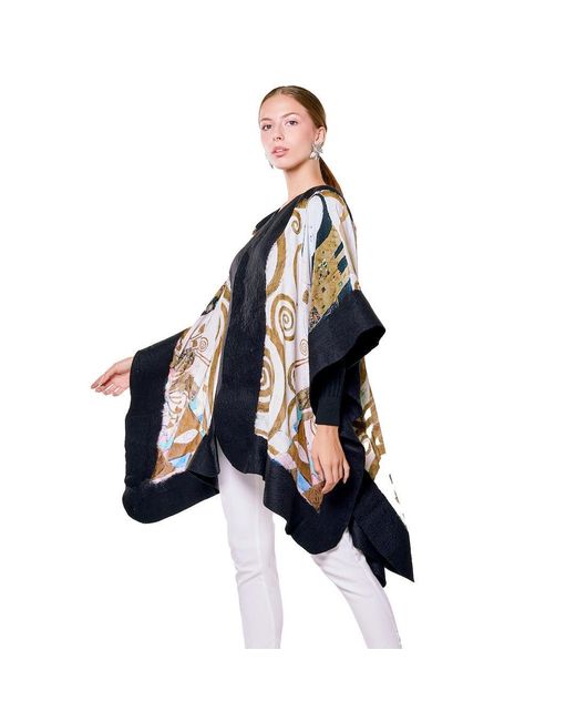 Lumina Eligma Black Poncho Mulberry Silk & Merino Handmade Felt