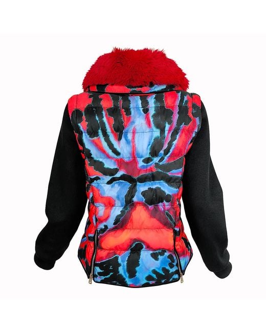 Lalipop Design Red Detachable Sleeve Puffer Jacket