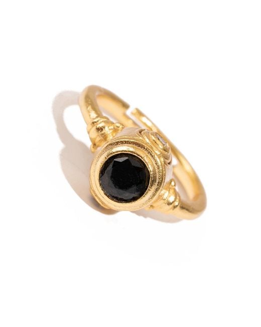 Ebru Jewelry Metallic Onyx Shadow Adjustable Ring