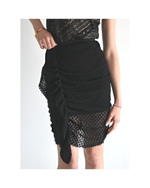 LAHIVE Black Gizelle Ruffle + Lace Skirt