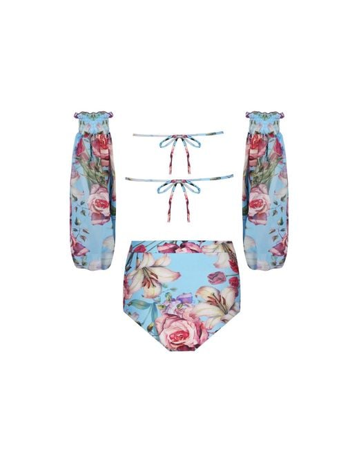 Nur Karaata Blue Sun Sleeve Blu Bikini Set