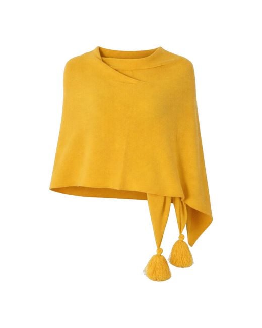 I Rocchi Cashmere Yellow Pure Cashmere Lightweight Poncho