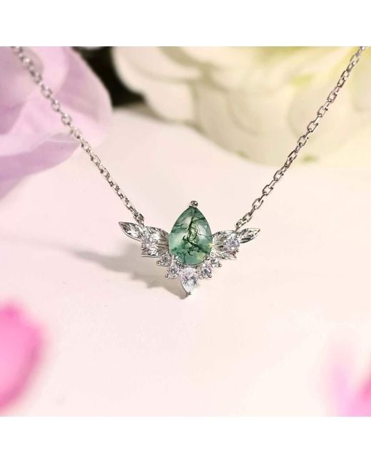 Azura Jewelry New York Metallic To Bloom Again Moss Agate Vermeil Necklace