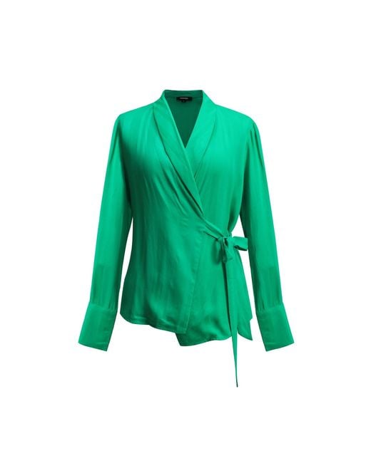 Smart and Joy Green Warp Long Sleeves Blouse