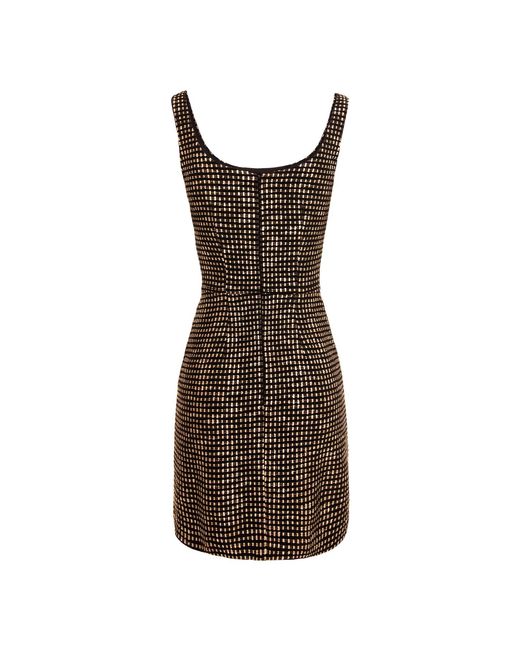 AVENUE No.29 Brown Bodycon Short Tweed Dress With Rounded Neckline