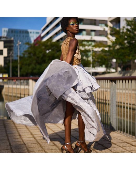 Miro Misljen Blue Draped Couture Dress