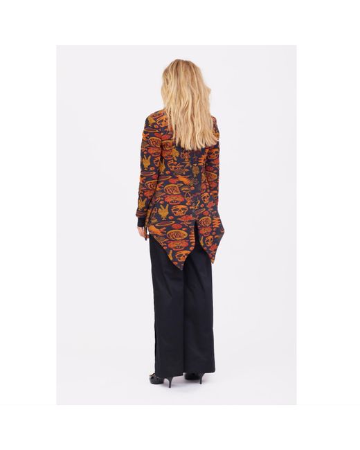 Julia Allert Brown High-End Blazer With Curved Hem Jacquard