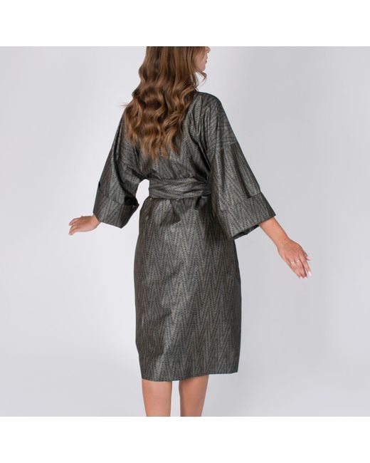 Decoflux Home Gray Cotton Maternity Robe Twist Dark, Mt