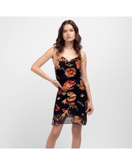 GeeGee Collection Black Circus Silk Slip Dress