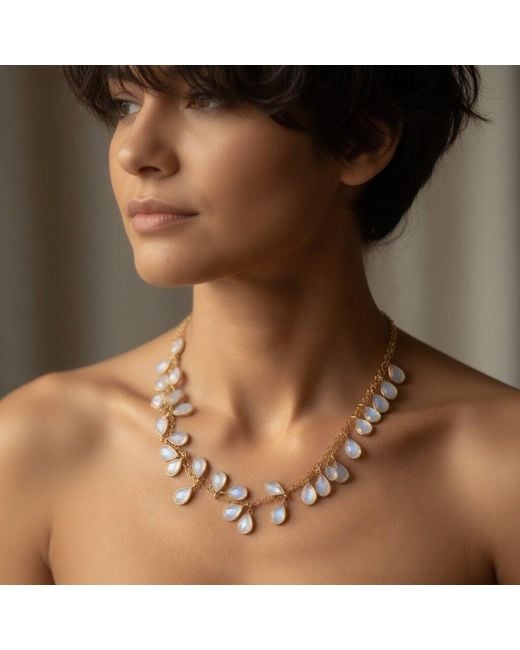 Persia Dona Jewelry Metallic Opal Drops Necklace