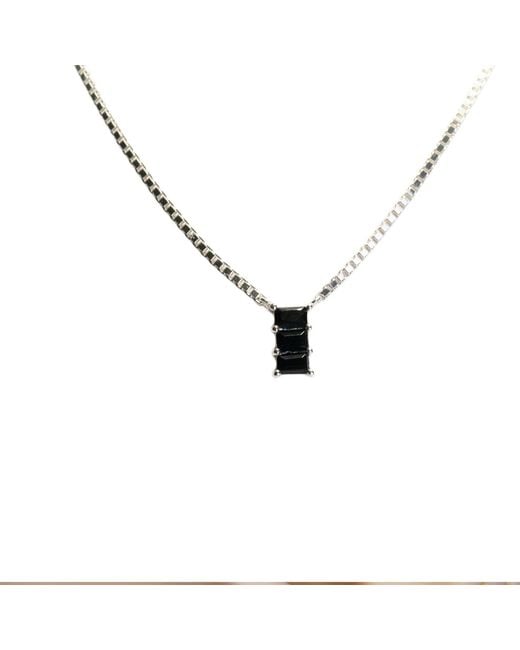 NASI SILVER Black Baguette Nahar Necklace- Onyx