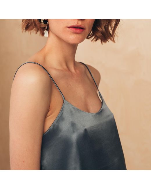 MIONÈ Blue Silk Camisole Top