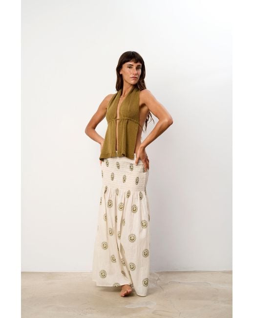Par Y Escala Sl Natural Bee Long Skirt