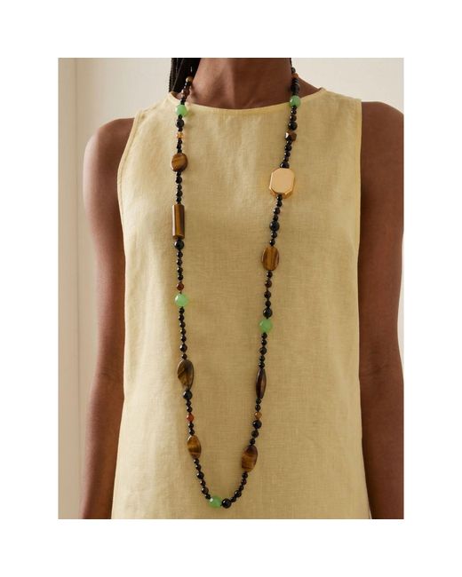 Jaredjamin Metallic Sorrento Gemstone Knotted Necklace