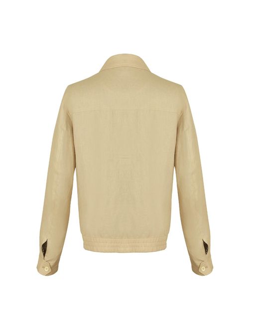DAVID WEJ Natural Neutrals Hugo Linen Aviator Jacket for men