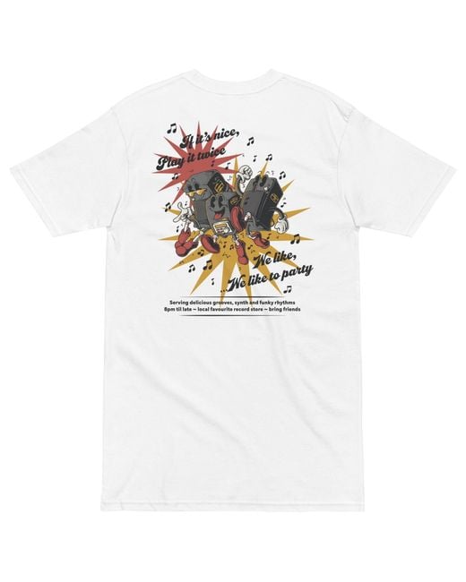 Anchor and Crew White If It's Nice Play It Twice Disco! Heavy Cotton Embroidered T-Shirt