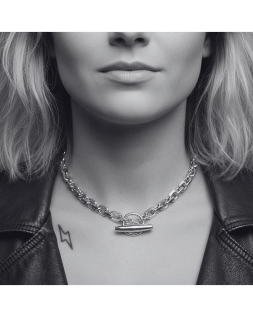 Tg-Jewellery by Tamara Gervasio Metallic Rectangular Trace Choker T-Bar Necklace – Sterling