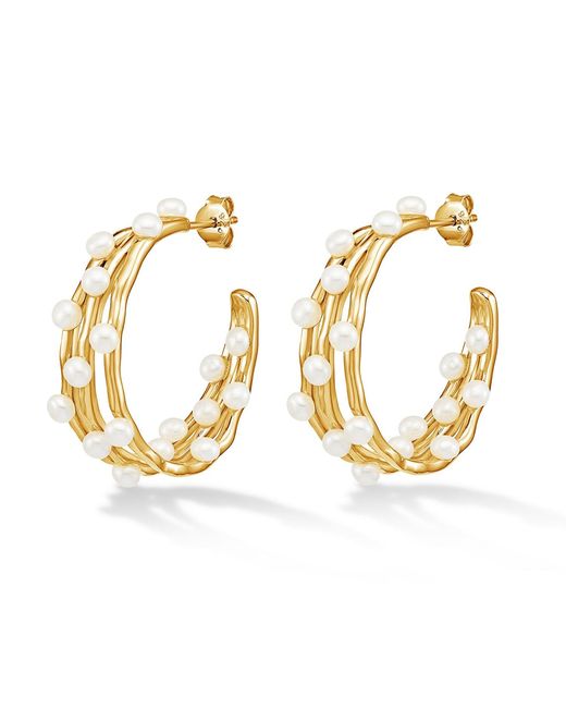 Dower & Hall Metallic Medium Triple Row Waterfall Pearl Hoops