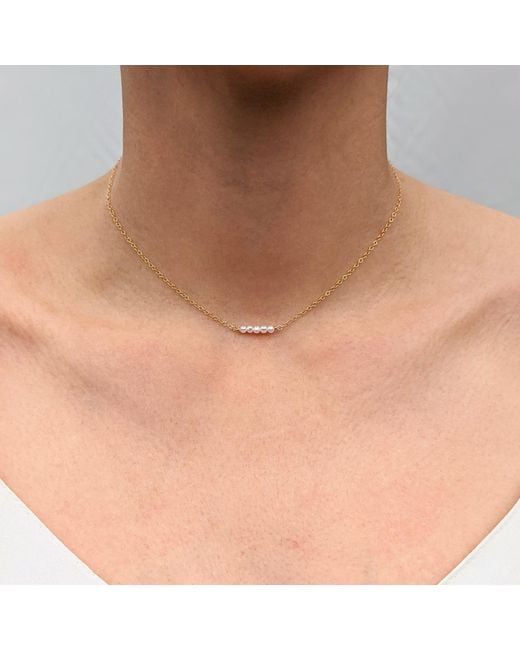 Kiri & Belle Metallic Eliana Tiny Pearl Bar Sterling Necklace