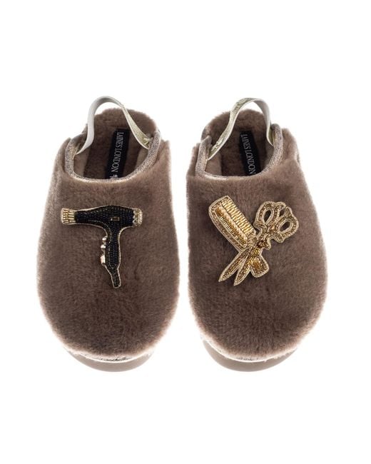 Laines London Brown Neutrals Flatform Cloud Closed Toe Slippers With Hairdresser Brooches