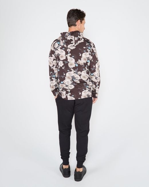 Lords of Harlech Gray Horatio Serious Floral Hoodie for men