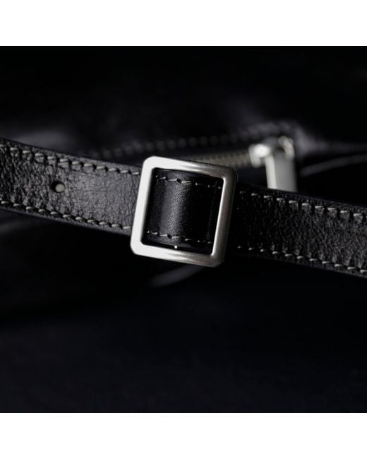 Time Resistance Black Leather Sling Bag Belly Bag