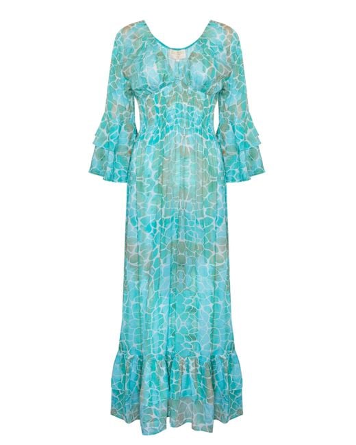 Sophia Alexia Blue Aqua Pebbles Sorrento Maxi Dress