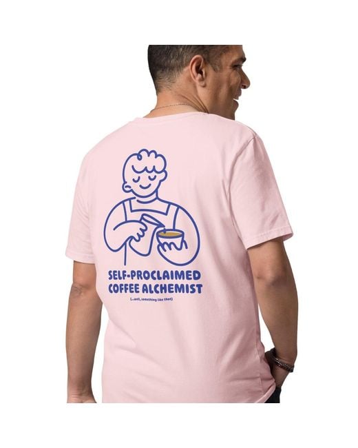Anchor and Crew Pink Cotton Gustatory Coffee Alchemist Organic Cotton Embroidered T-Shirt for men
