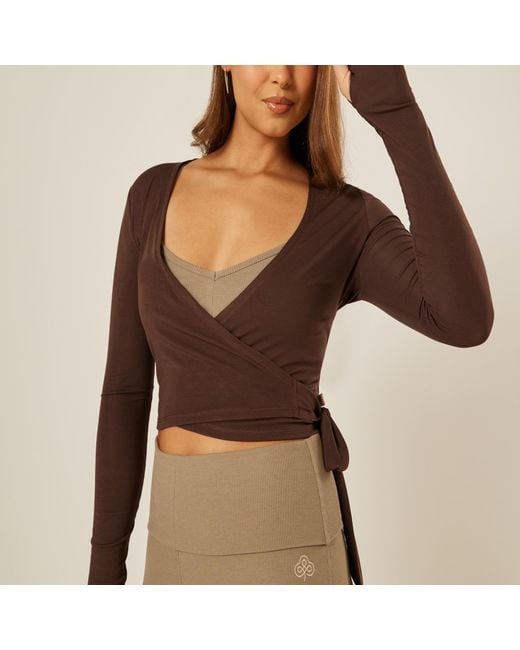 Be Athletica Brown The Ultimate Ballet Wrap-Top
