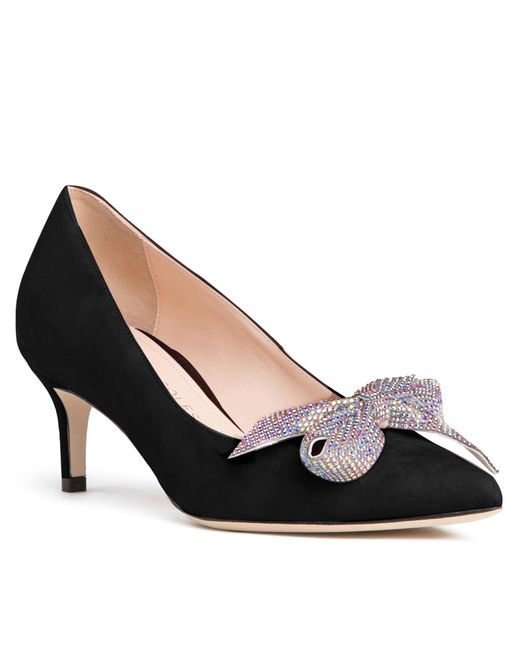 Beautiisoles by Robyn Shreiber Made in Italy Black Frida Comfortable Valentine Evening Pump With Kitten Heel