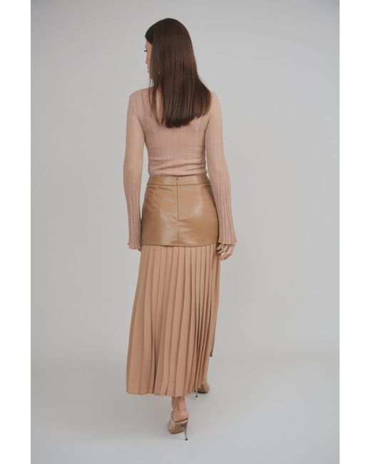 Esther Saadia Natural Neutrals Rebel Romance 50/50 Leather Skirt Caramel