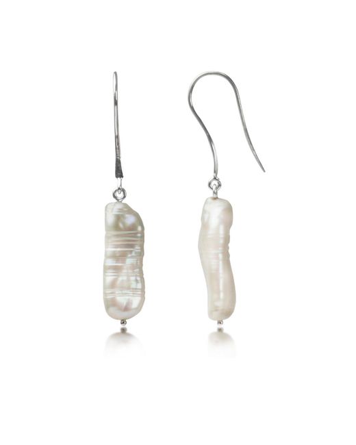 The Jewellery Store London Metallic Thick Biwa Pearl Earrings