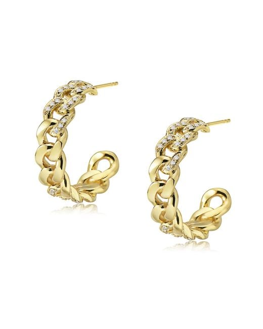 Preeti Sandhu Metallic Nicole Curb-Chain Hoops With Sapphires