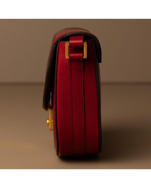 Time Resistance Red Leather Saddle Bag