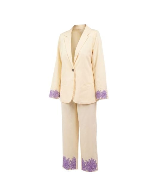 Celeste Mendis Natural Neutrals Manel Blossom Embroidered Suit Set