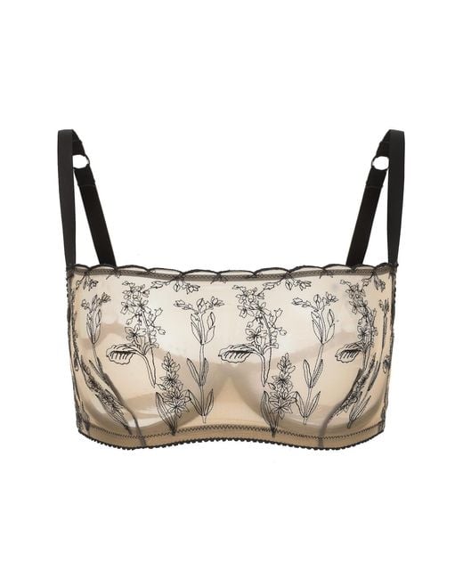 Amour D'agnette Brown Neutrals Kim High Neck Floral Embroidered Underwire Bra On Jelly Fabric
