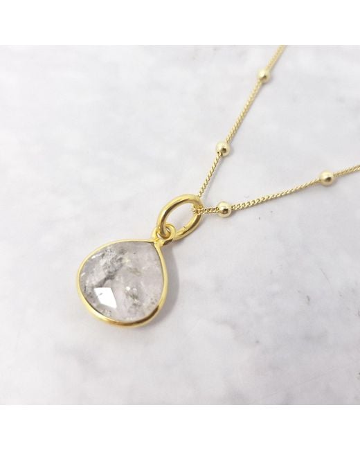 Harfi Metallic Vermeil Plated Herkimer Diamond April Birthstone Crystal Necklace