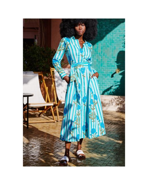 At Last Blue Cotton Marigold Dress