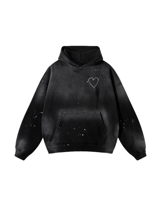 X Ilona Blue Black Love Riot Custom Distressed Frayed Cotton Hoodie