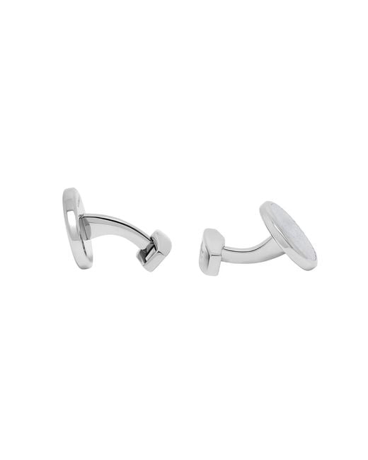Tateossian White Rotondo Guilloche Semi-Precious Cufflinks With Mother Of Pearl for men