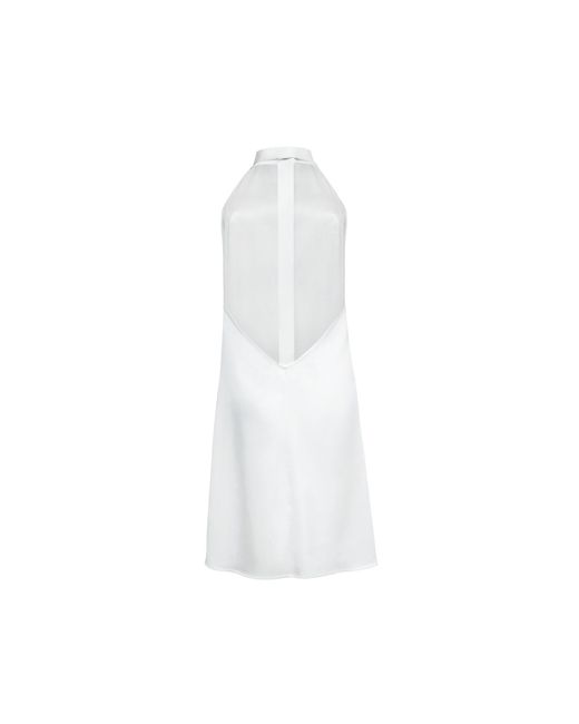 Audrey Vallens White Satin Pussy Bow Mini Dress