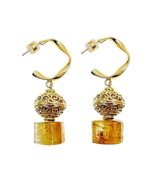 Farra Metallic Citrine Chunky Hook Earrings
