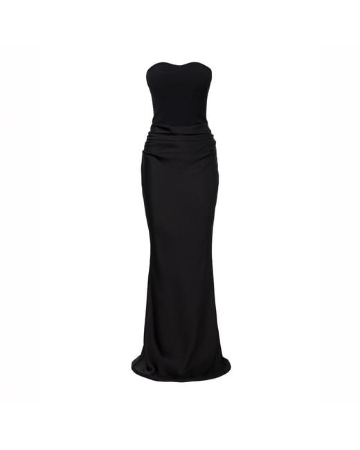 Lita Couture Black Strapless Draped Gown
