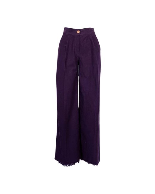 L2R THE LABEL Wideleg Cargo Pants In Eggplant Denim in Pink / Purple