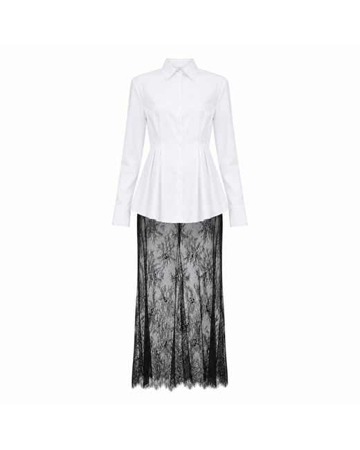 34B White Beverly Lace Shirt Dress
