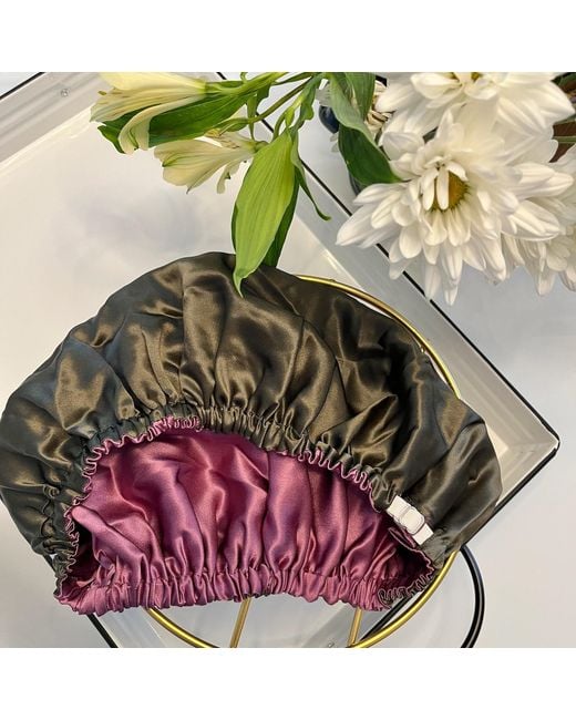 Soft Strokes Silk Purple Pure Mulberry Silk Double Layer Bonnet Fig Tree