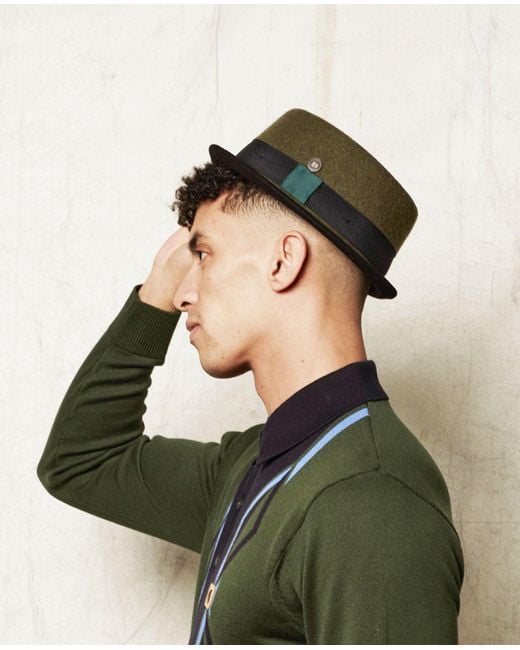 Dasmarca Hats Green Tony Moss Felt Skimpy Brim Short Brim Rude Boy Mod Style Porkpie Hat for men